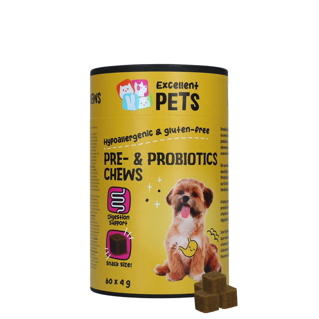 Suplement dla psa z prebiotykami i probiotykami, 60 sztuk – Excellent Pets Pre- & Probiotics Chews - obrazek 1