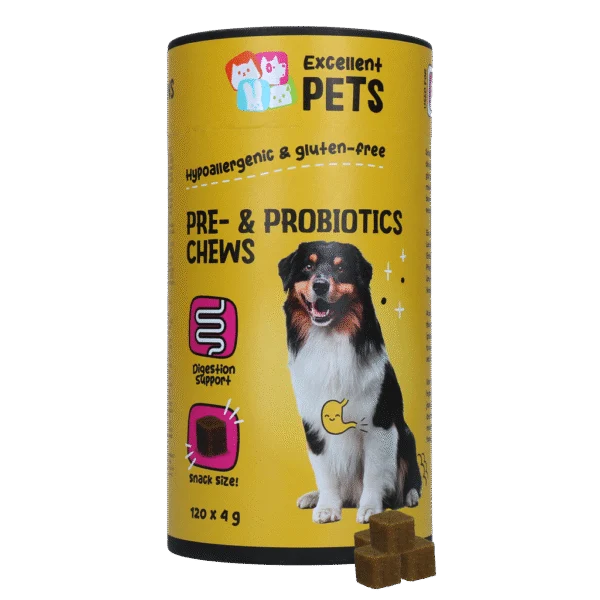 Suplement dla psów z prebiotykami i probiotykami, 120 sztuk – Excellent Pets Pre- & Probiotics Chews