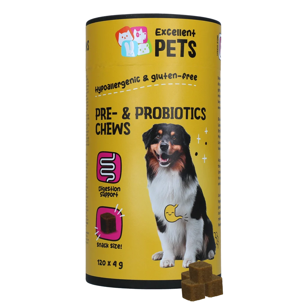 Suplement dla psów z prebiotykami i probiotykami, 120 sztuk – Excellent Pets Pre- & Probiotics Chews - obrazek 1