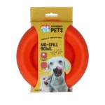 Silikonowa miska na karmę i wodę dla psów z krawędzią ograniczającą rozchlapywanie, 300 ml, pomarańczowa – Excellent Pets No-Spill Bowl