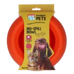 Silikonowa miska dla psa na karmę i wodę z rantem przeciwrozlewowym, 800 ml, pomarańczowa – Excellent Pets No-Spill Bowl