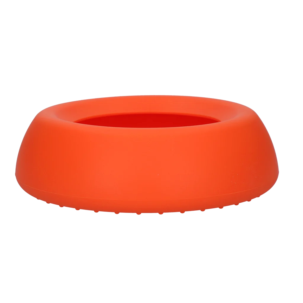 Silikonowa miska dla psa na karmę i wodę z rantem przeciwrozlewowym, 800 ml, pomarańczowa – Excellent Pets No-Spill Bowl - obrazek 3