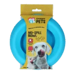 Silikonowa miska dla psów na karmę i wodę z rantem ograniczającym rozlewanie, 300 ml, niebieska – Excellent Pets No-Spill Bowl