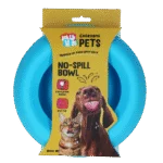 Silikonowa miska dla psów na karmę i wodę z rantem ograniczającym rozlewanie, 800 ml, niebieska – Excellent Pets No-Spill Bowl
