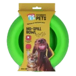 Silikonowa miska dla psa na karmę i wodę z rantem zapobiegającym rozchlapywaniu, 800 ml, zielona – Excellent Pets No-Spill Bowl