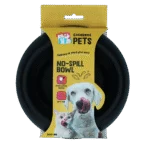 Silikonowa miska dla psa na karmę i wodę z rantem zapobiegającym rozchlapywaniu, 300 ml, antracytowa – Excellent Pets No-Spill Bowl