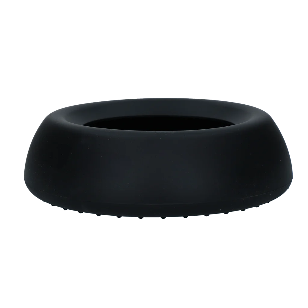 Silikonowa miska dla psa na karmę i wodę z rantem zapobiegającym rozchlapywaniu, 800 ml, antracytowa – Excellent Pets No-Spill Bowl - obrazek 3