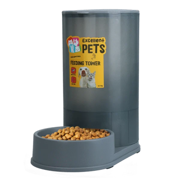 Wieża na karmę dla psów i kotów z antypoślizgowymi nóżkami, 2,3 kg – Excellent Pets Feeding Tower