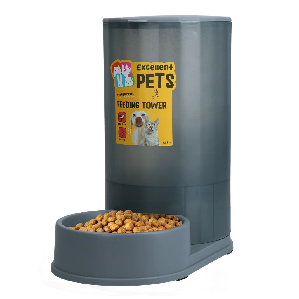 Wieża na karmę dla psów i kotów z antypoślizgowymi nóżkami, 2,3 kg – Excellent Pets Feeding Tower - obrazek 1