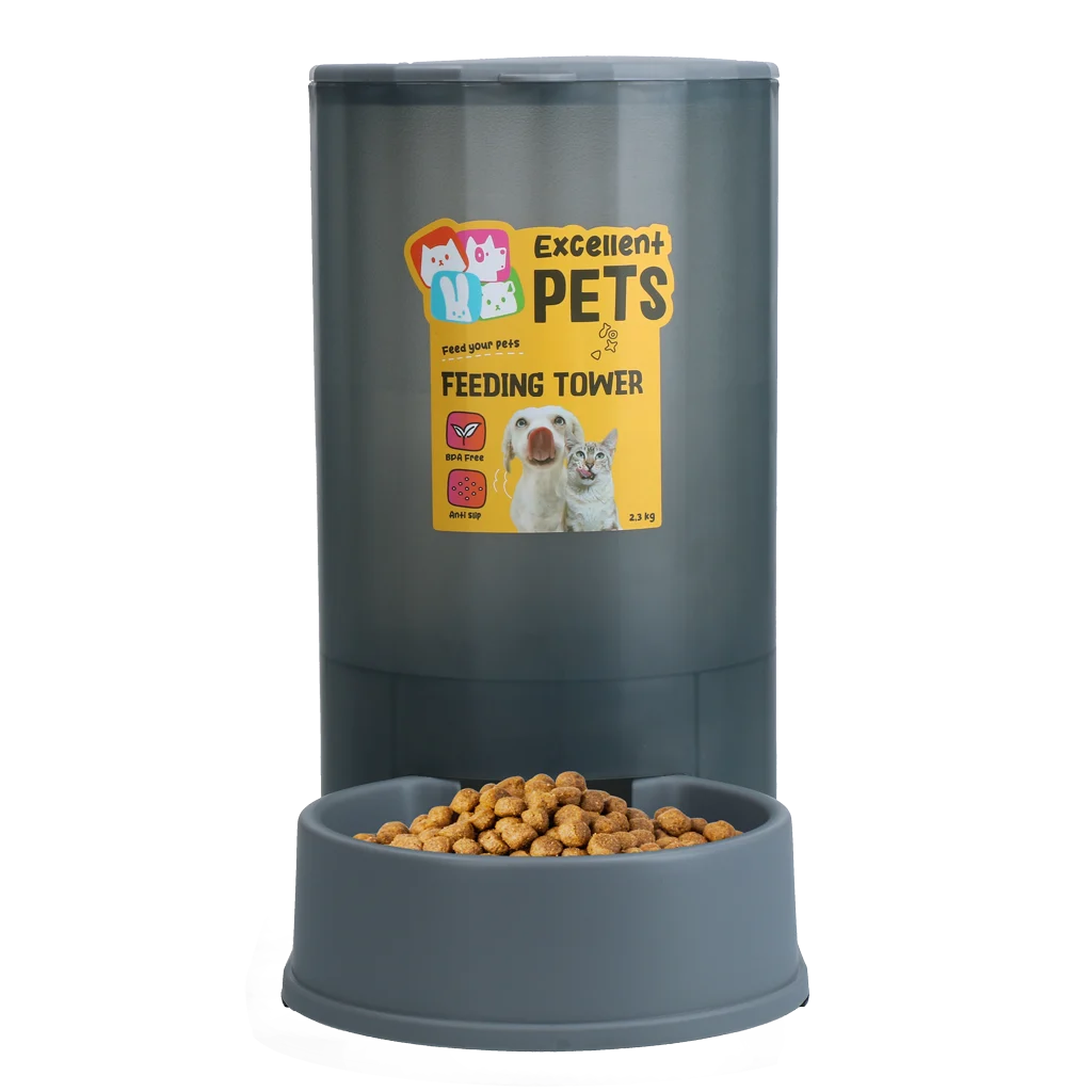 Wieża na karmę dla psów i kotów z antypoślizgowymi nóżkami, 2,3 kg – Excellent Pets Feeding Tower - obrazek 2