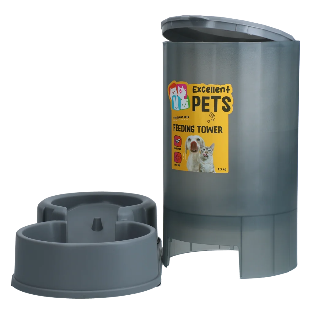 Wieża na karmę dla psów i kotów z antypoślizgowymi nóżkami, 2,3 kg – Excellent Pets Feeding Tower - obrazek 3