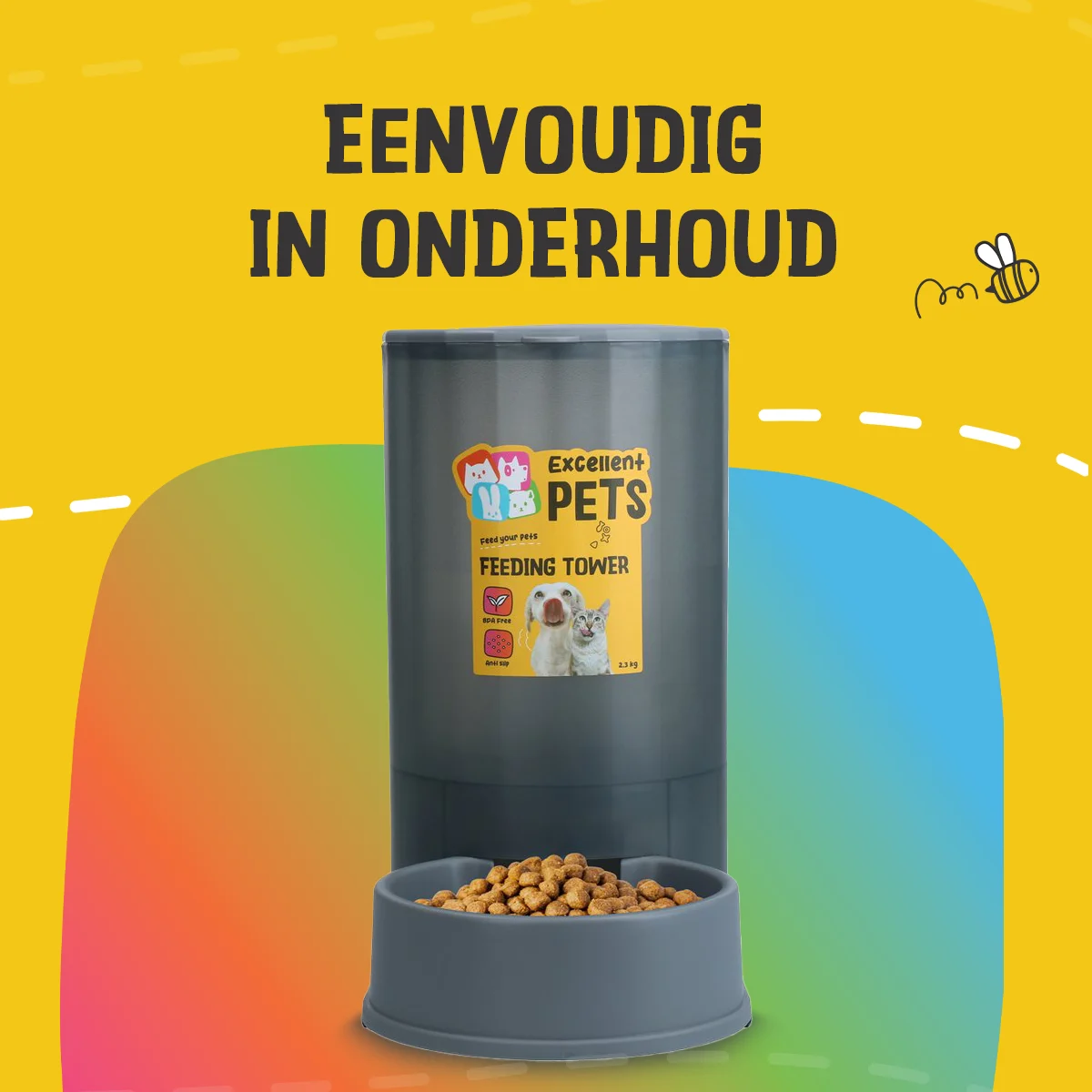 Wieża na karmę dla psów i kotów z antypoślizgowymi nóżkami, 2,3 kg – Excellent Pets Feeding Tower - obrazek 4