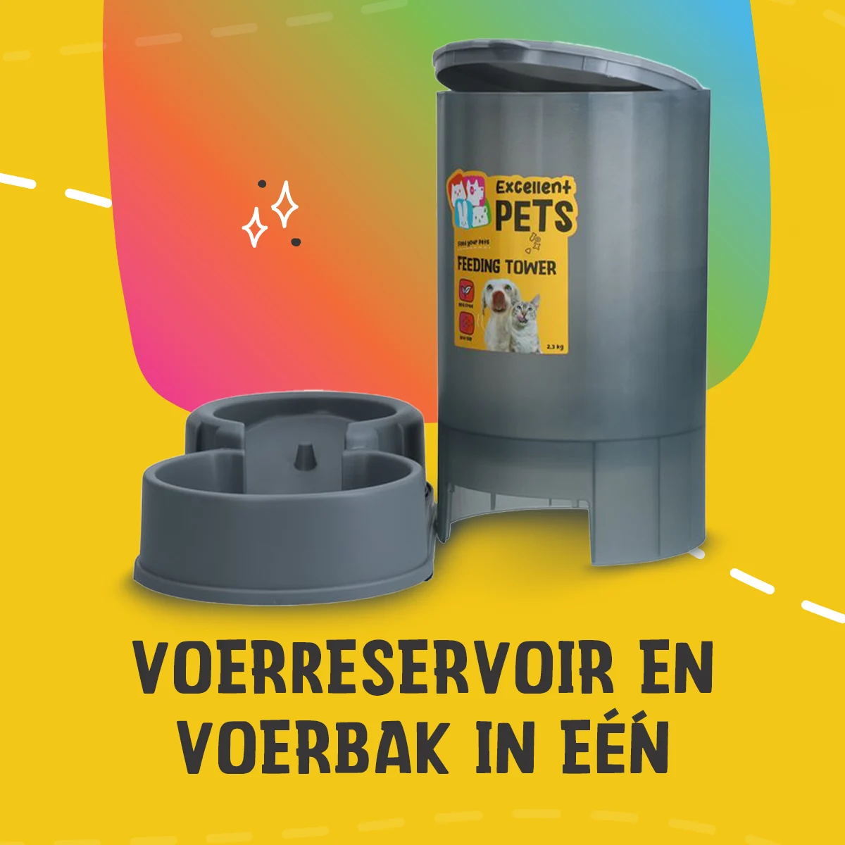 Wieża na karmę dla psów i kotów z antypoślizgowymi nóżkami, 2,3 kg – Excellent Pets Feeding Tower - obrazek 5