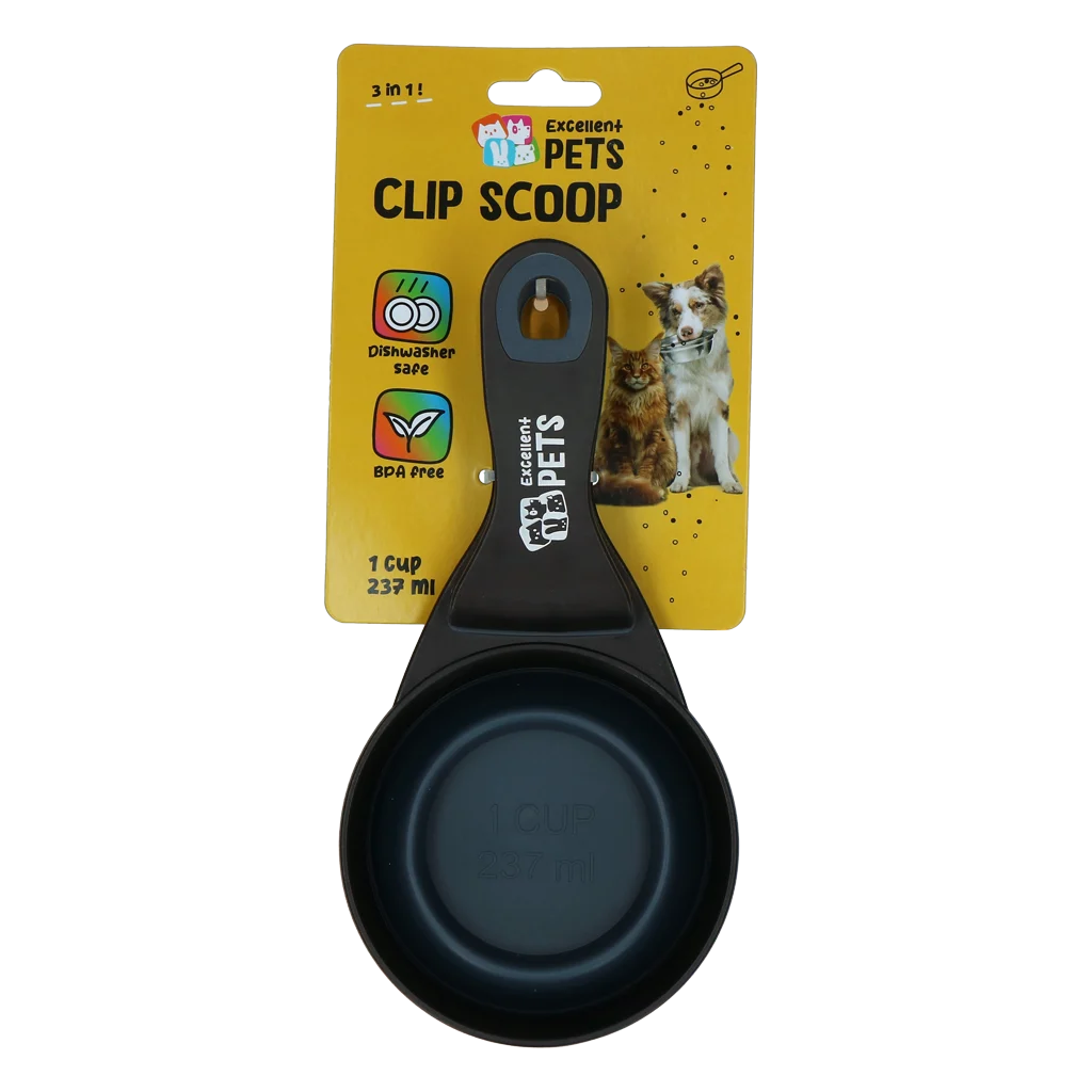 Szufelka do paszy z klipsem zamykającym, 1 kubek – Excellent Pets Clip Scoop - obrazek 1