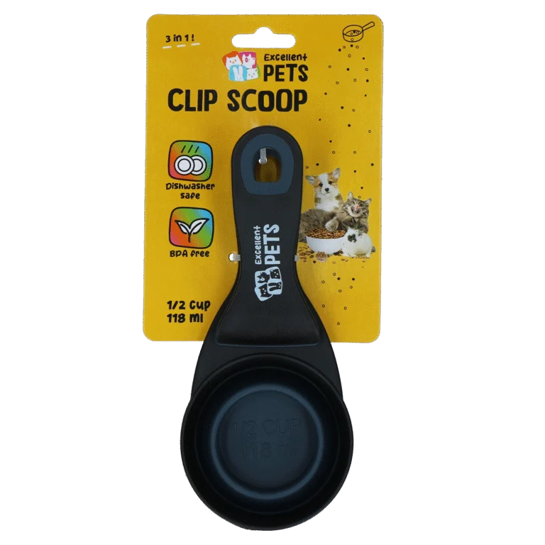 Miarka do karmy z klipsem zamykającym, 0,5 cup – Excellent Pets Clip Scoop