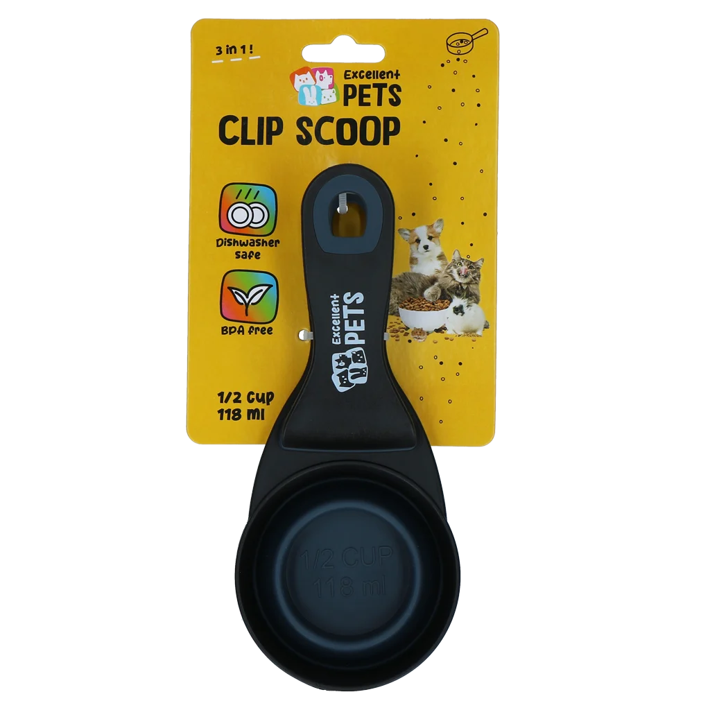 EXCE7090C.png Miarka do karmy z klipsem zamykającym, 0,5 cup – Excellent Pets Clip Scoop - obrazek 1