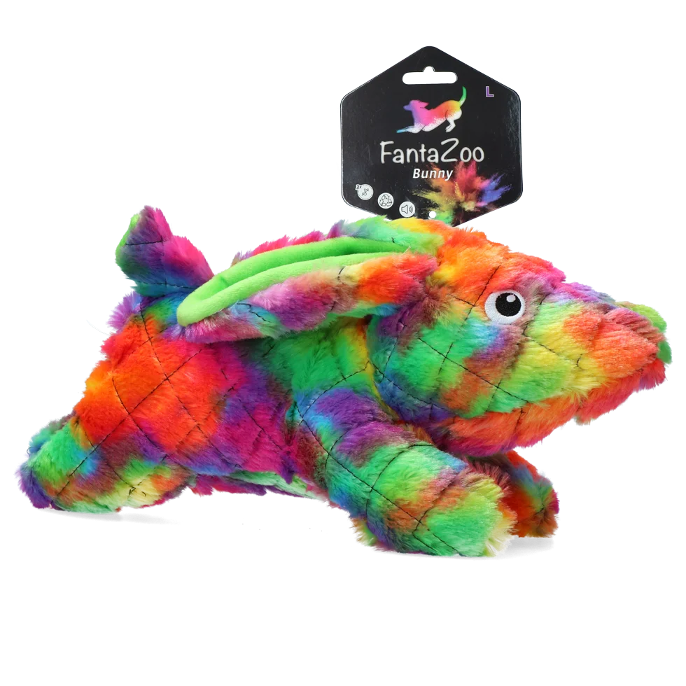 FANT009.png Pluszowa zabawka dla psa z materiału z recyklingu i piszczałką, L, 32 x 16 cm – FantaZoo Bunny - obrazek 1