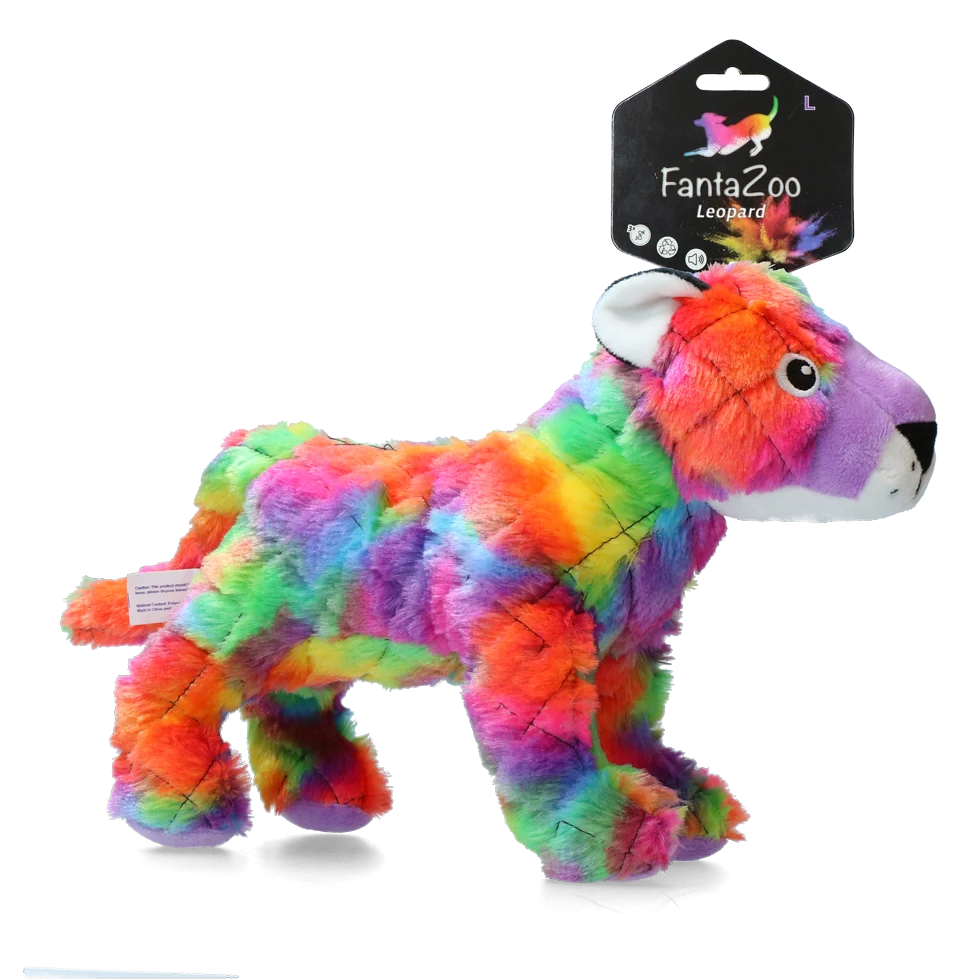 Pluszowa zabawka dla psa Leopard z piszczałką, L, 32 x 16 cm – FantaZoo Leopard - obrazek 1