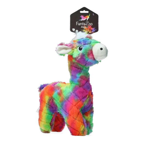 Pluszowa zabawka dla psa z materiału z recyklingu, z piszczałką, L, 32 x 16 cm – FantaZoo Alpaca