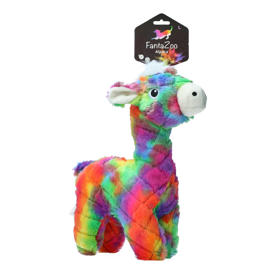 Pluszowa zabawka dla psa z materiału z recyklingu, z piszczałką, L, 32 x 16 cm – FantaZoo Alpaca - obrazek 1