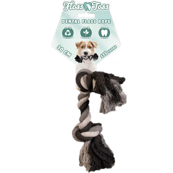 Bawełniany sznur dla psa z 2 węzłami, 30 cm – Floss Toss Natural Dental Ropes Dental Rope 2 Knot