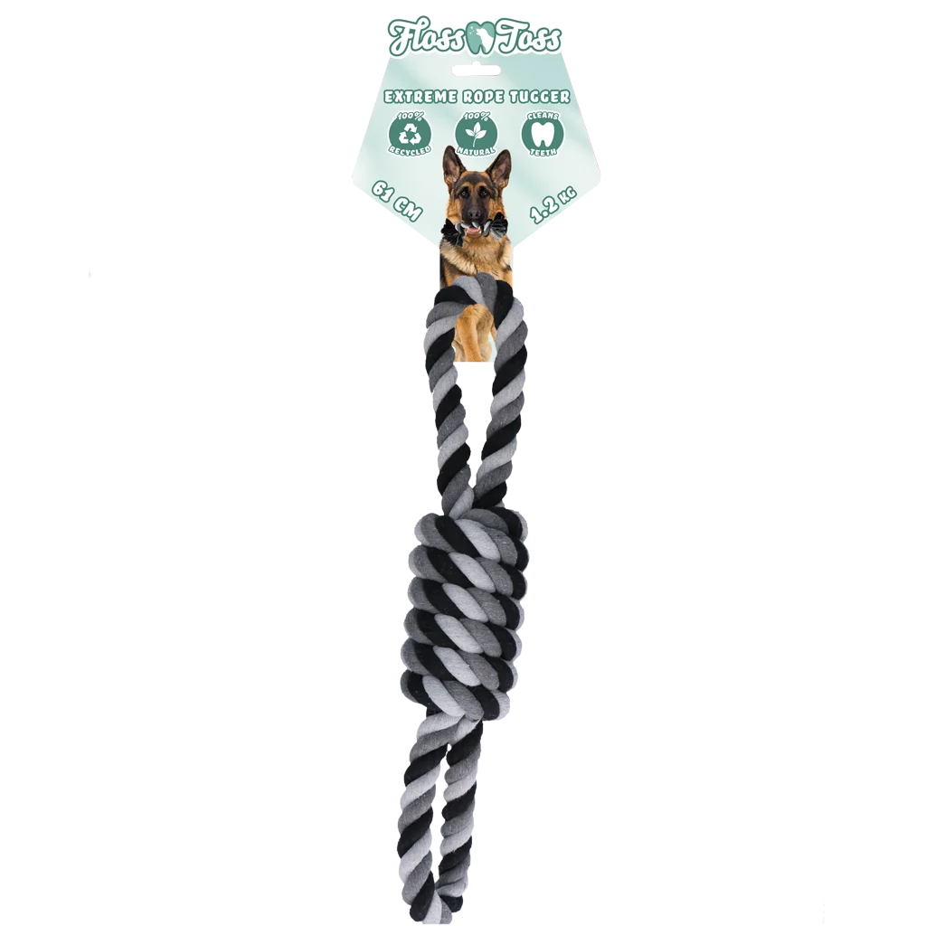 Bawełniany sznur dla psa, 61 cm – Floss Toss Natural Dental Ropes Dental Rope Exteme 8-Tugger - obrazek 1