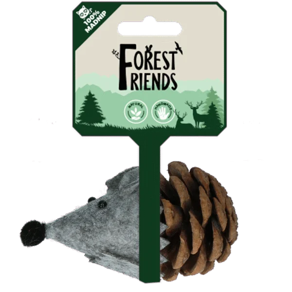 Myszka do zabawy dla kota z szyszki i filcu z Madnip, szara, 8 cm – Forest Friends Mouse