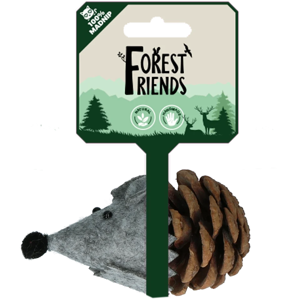 Myszka do zabawy dla kota z szyszki i filcu z Madnip, szara, 8 cm – Forest Friends Mouse - obrazek 1