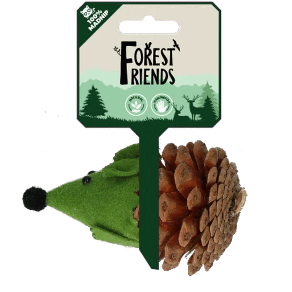 Zabawka w kształcie myszy dla kotów z szyszki i filcu z Madnip, zielona, 8 cm – Forest Friends Mouse