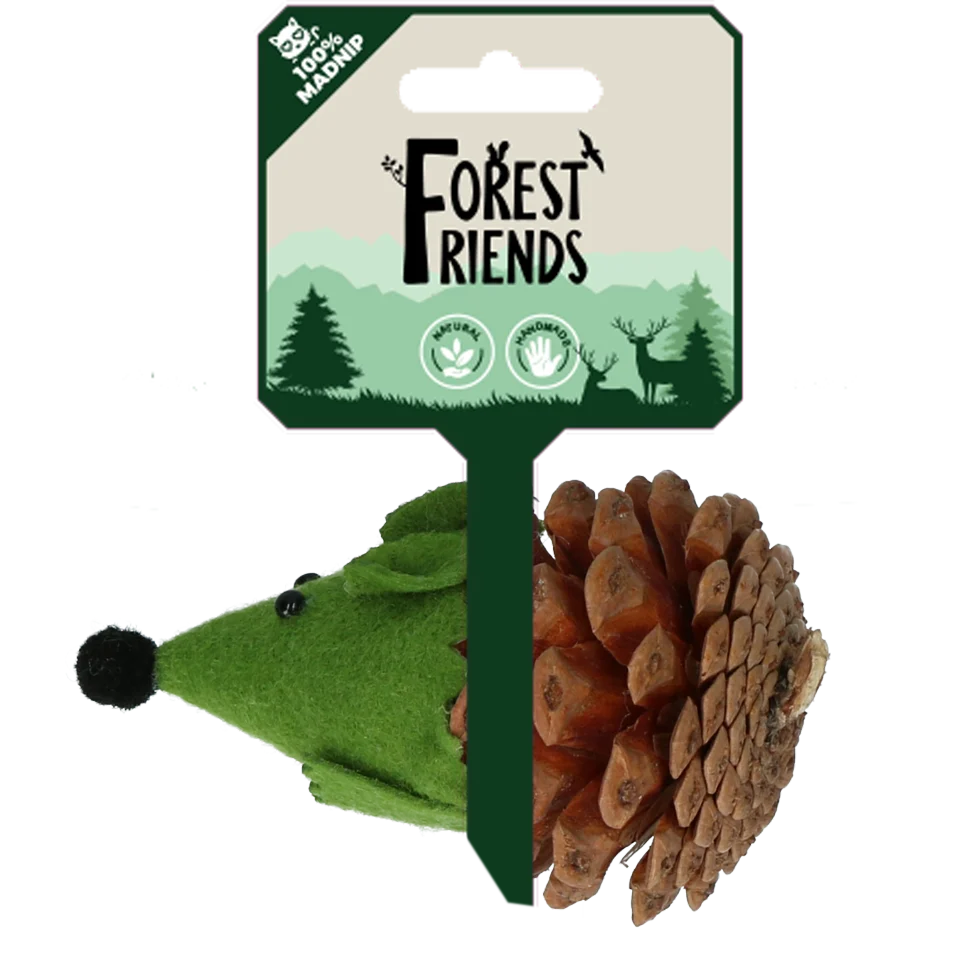 Zabawka w kształcie myszy dla kotów z szyszki i filcu z Madnip, zielona, 8 cm – Forest Friends Mouse - obrazek 1