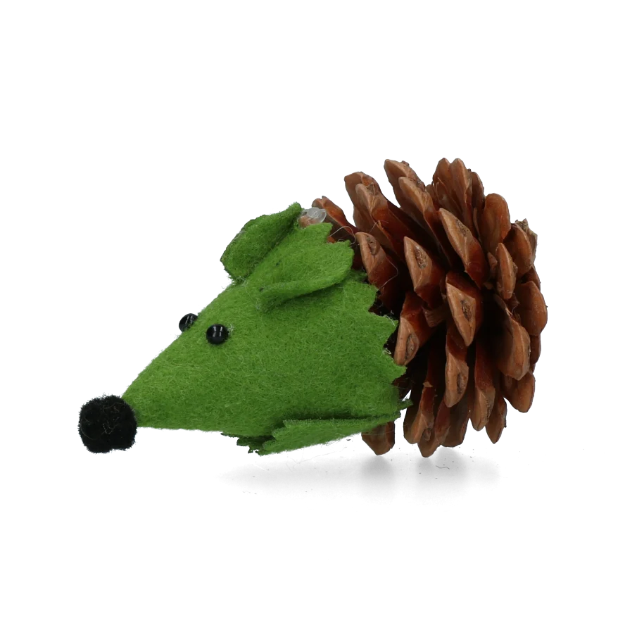 Zabawka w kształcie myszy dla kotów z szyszki i filcu z Madnip, zielona, 8 cm – Forest Friends Mouse - obrazek 2