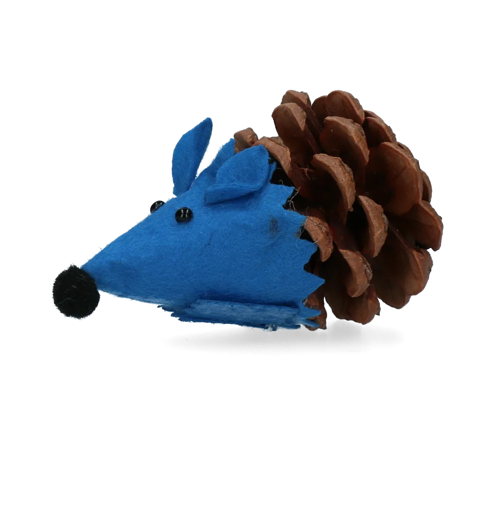 Zabawka w kształcie myszy dla kotów z szyszki i filcu z Madnip, niebieska, 8 cm – Forest Friends Mouse - obrazek 2