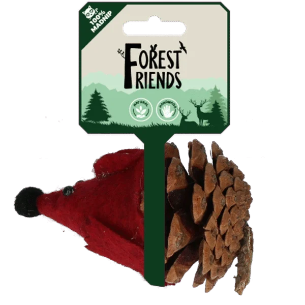 Myszka dla kota z szyszki i filcu z Madnipem, czerwona, 8 cm – Forest Friends Mouse