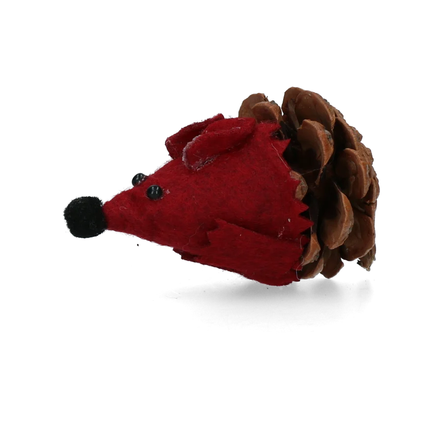 Myszka dla kota z szyszki i filcu z Madnipem, czerwona, 8 cm – Forest Friends Mouse - obrazek 2