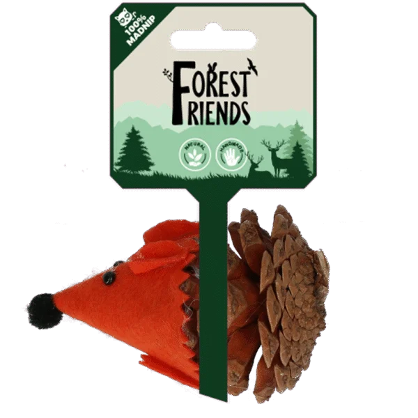 Zabawka myszka dla kota z szyszki i filcu z Madnip, pomarańczowa, 8 cm – Forest Friends Mouse