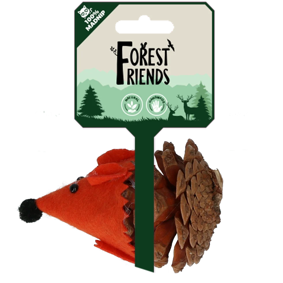 Zabawka myszka dla kota z szyszki i filcu z Madnip, pomarańczowa, 8 cm – Forest Friends Mouse - obrazek 1