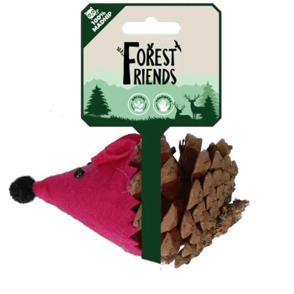 Zabawka myszka dla kota z szyszki i filcu z Madnip, różowa, 8 cm – Forest Friends Mouse
