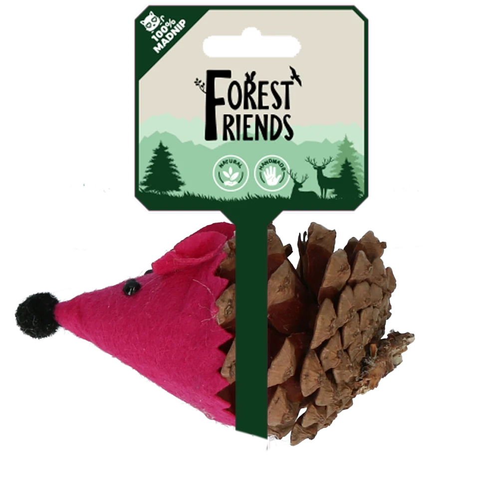 Zabawka myszka dla kota z szyszki i filcu z Madnip, różowa, 8 cm – Forest Friends Mouse - obrazek 1
