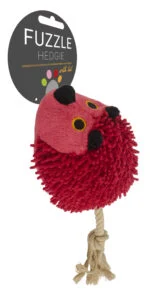 Pluszowy jeż dla psa z ogonem ze sznura i piszczałką, czerwony, 15 x 20 cm – Fuzzle Hedgie With Tail - obrazek 2