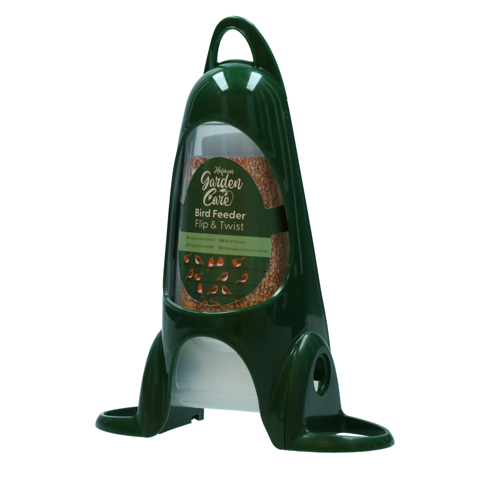 Karmnik tubowy z okrągłą żerdką i 2 otworami, 1200 g – Hofman Garden Care Bird Feeder Flip & Twist - obrazek 1