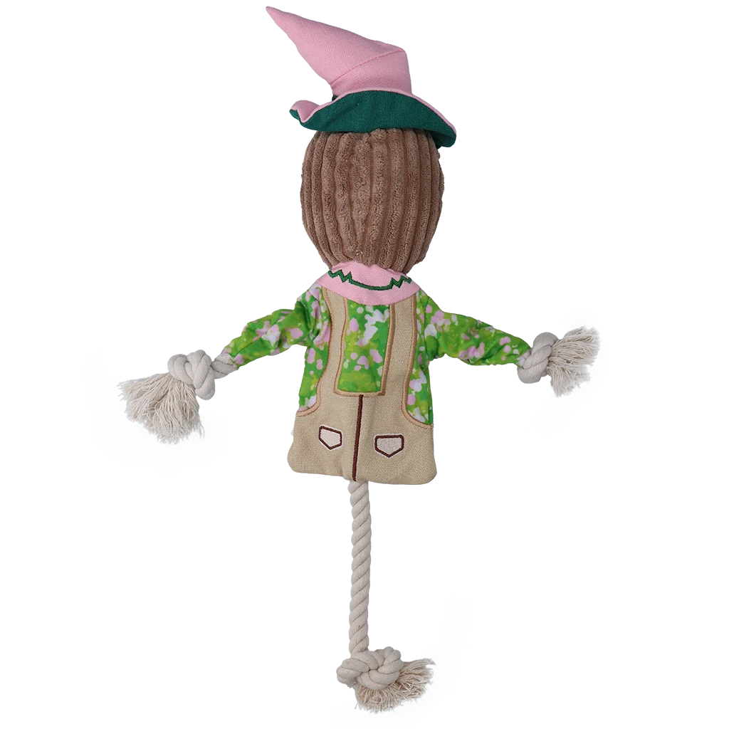 Zabawka do przeciągania Strach na wróble z szeleszczącym tułowiem i sznurem – Garden Paws Scarecrow Scary Harry M - obrazek 3