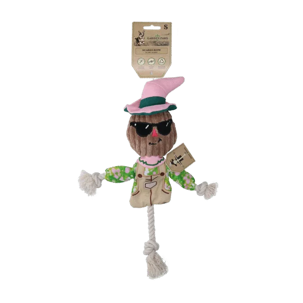 Zabawka do przeciągania w kształcie stracha na wróble ze szeleszczącym tułowiem i sznurem – Garden Paws Scarecrow Scary Harry S