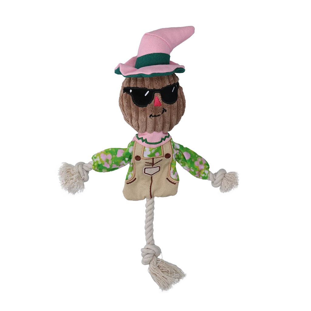 Zabawka do przeciągania w kształcie stracha na wróble ze szeleszczącym tułowiem i sznurem – Garden Paws Scarecrow Scary Harry S - obrazek 2