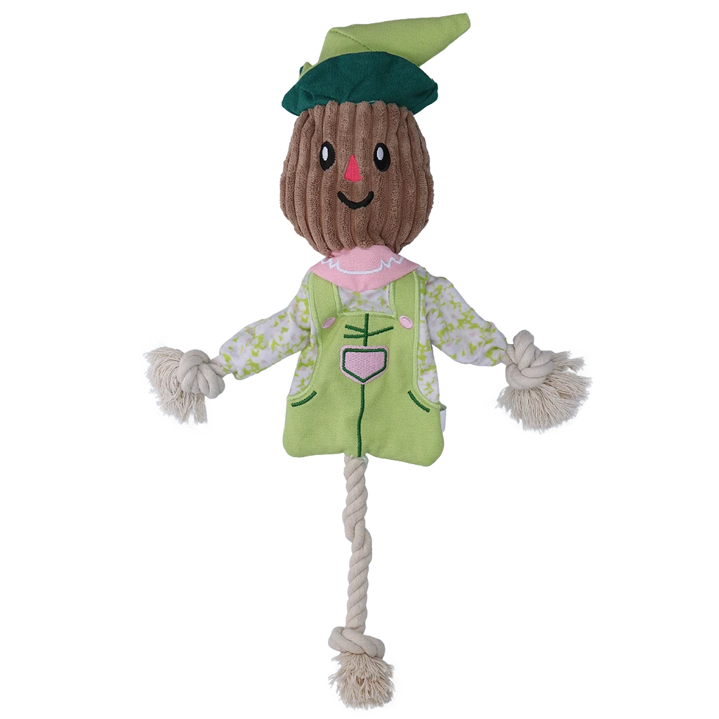 Zabawka do przeciągania – strach na wróble z szeleszczącym tułowiem i sznurem – Garden Paws Scarecrow Indy Fields M - obrazek 2