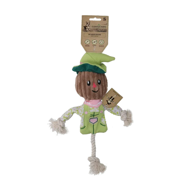 Zabawka do przeciągania Strach na wróble z szeleszczącym tułowiem i liną – Garden Paws Scarecrow Indy Fields S