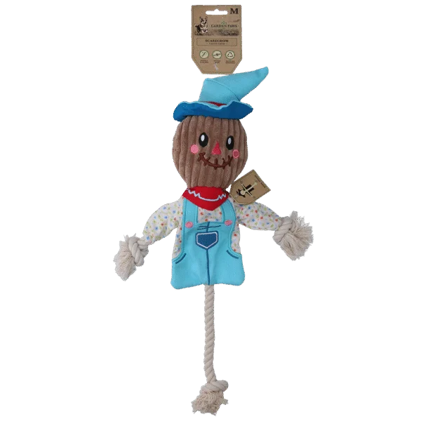 Zabawka do przeciągania Strach na wróble z szeleszczącym tułowiem i liną – Garden Paws Scarecrow Calvin Crow M