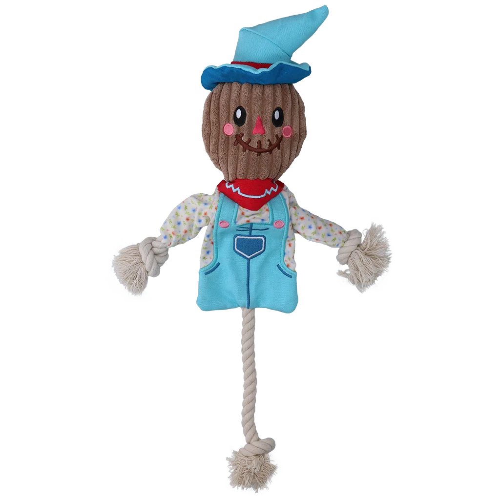 Zabawka do przeciągania Strach na wróble z szeleszczącym tułowiem i liną – Garden Paws Scarecrow Calvin Crow M - obrazek 2