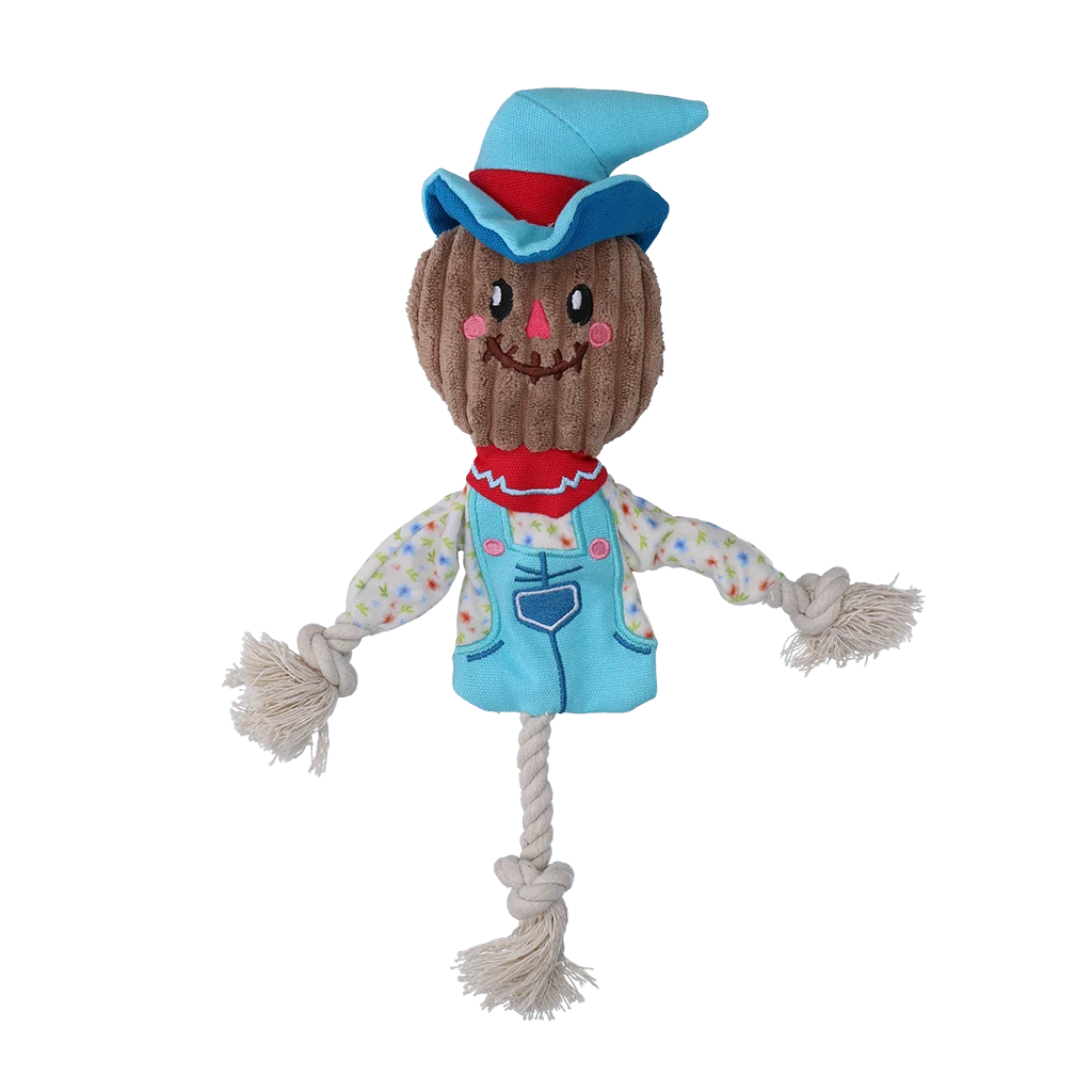Zabawka do przeciągania Strach na wróble z szeleszczącym tułowiem i sznurem – Garden Paws Scarecrow Calvin Crow S - obrazek 2