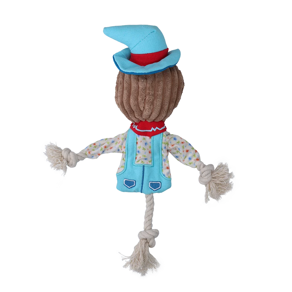 Zabawka do przeciągania Strach na wróble z szeleszczącym tułowiem i sznurem – Garden Paws Scarecrow Calvin Crow S - obrazek 3