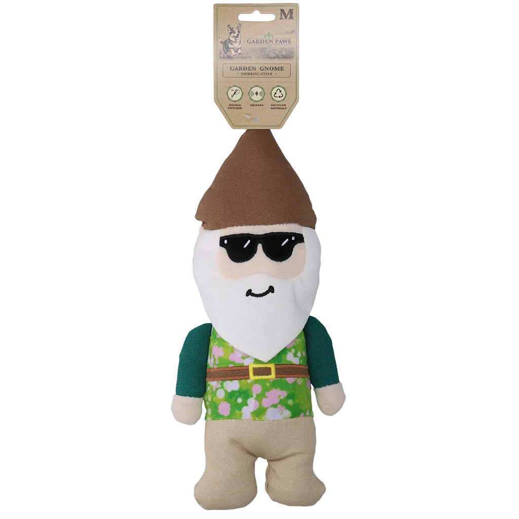 Pluszowa zabawka dla psa Krasnal ogrodowy z piszczałką M – Garden Paws Garden Gnome Smirking Steve M - obrazek 1